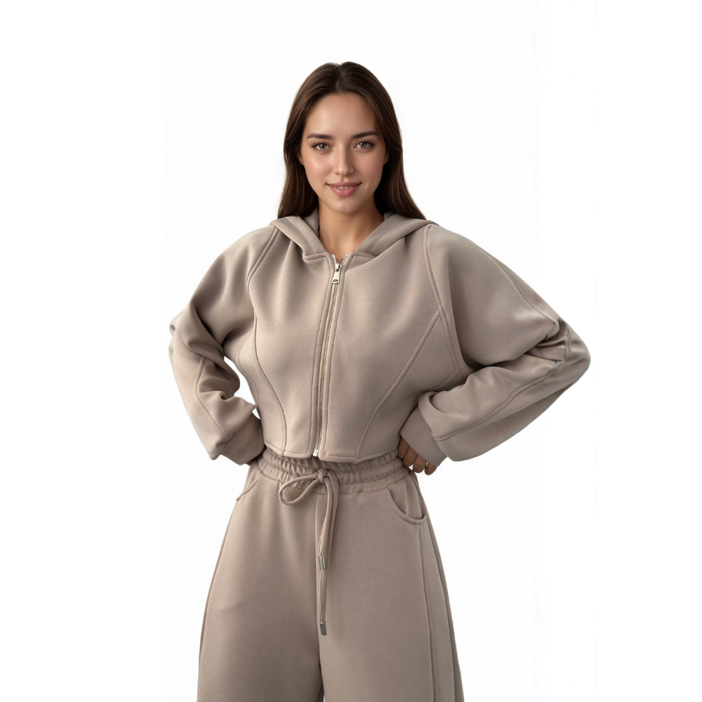 Minimal Zip Hoodie Matching Pant Set-My Comfy Blouse