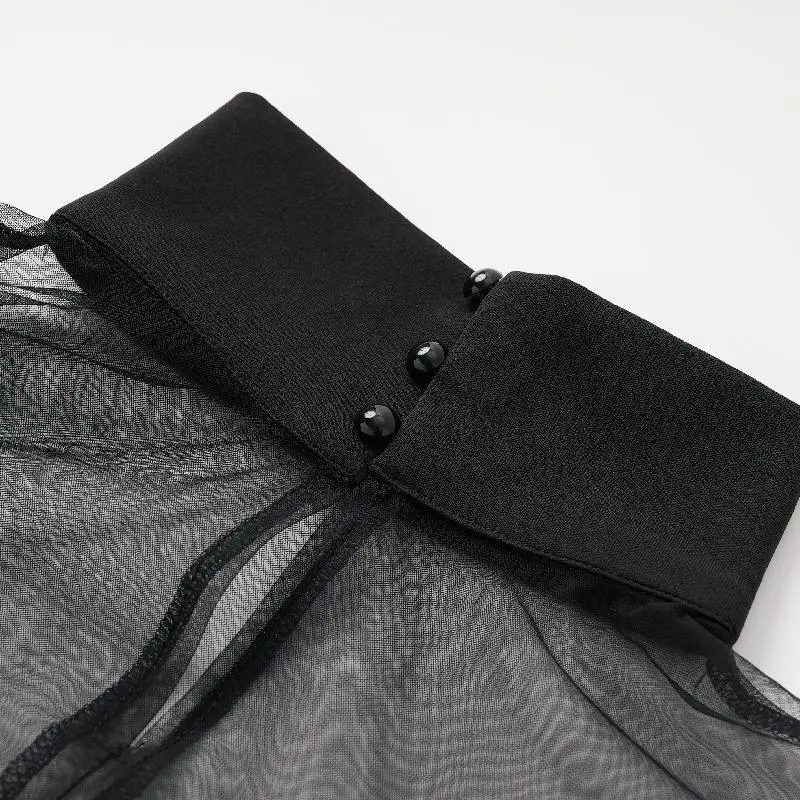 Product Introduction of UOOZEE Women's Batwing Sleeves See-Through High-Neck Blouse Loose Fit Turtleneck Casual Everyday Wear Long Sleeve Knit Top for Minimalist Style 7