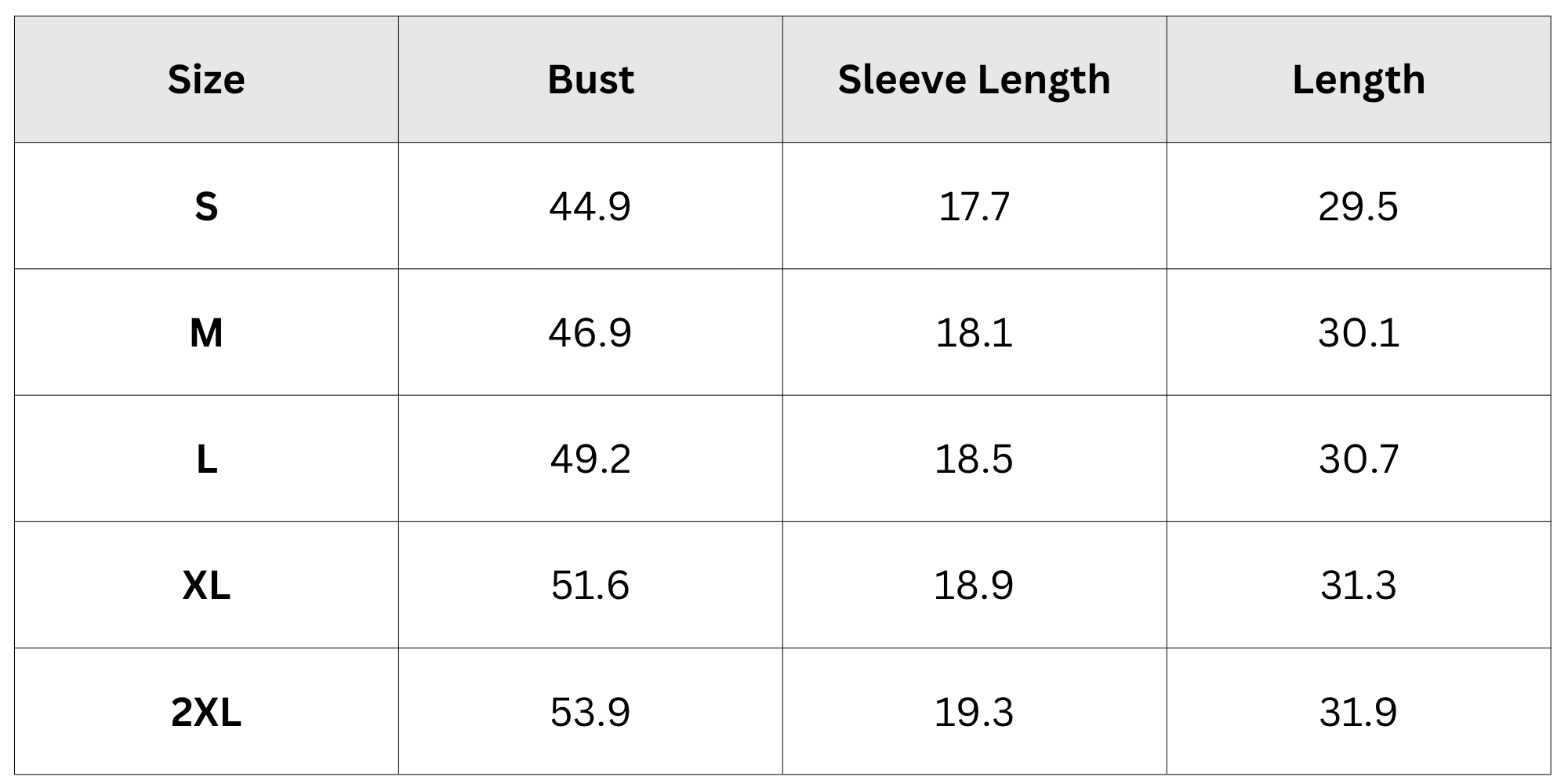 Size Chart