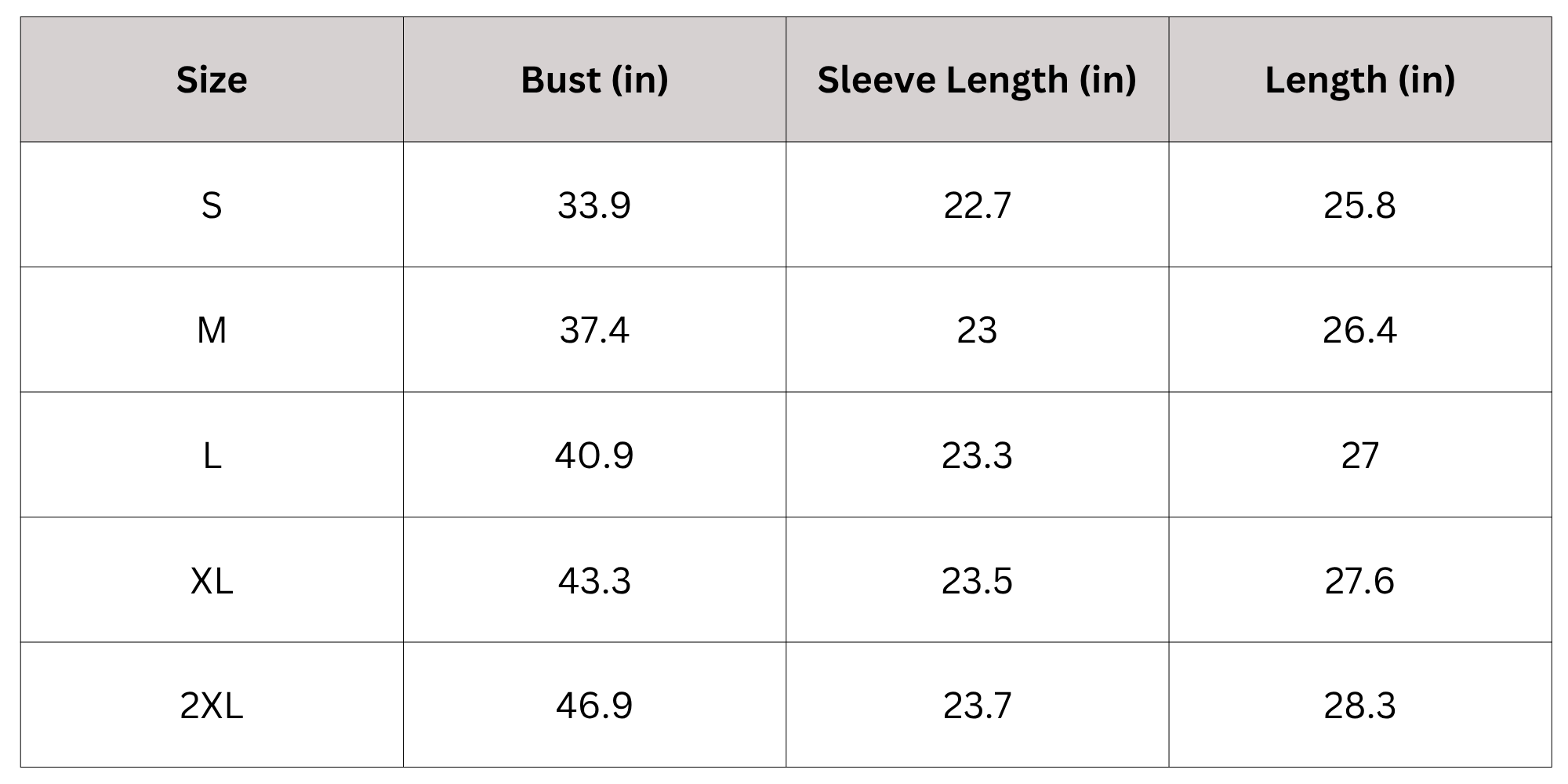 Size Chart