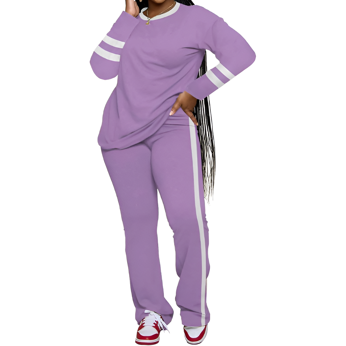 Two Piece Lounge Sets For Women With Long Sleeve Casual Top And Flare Pants