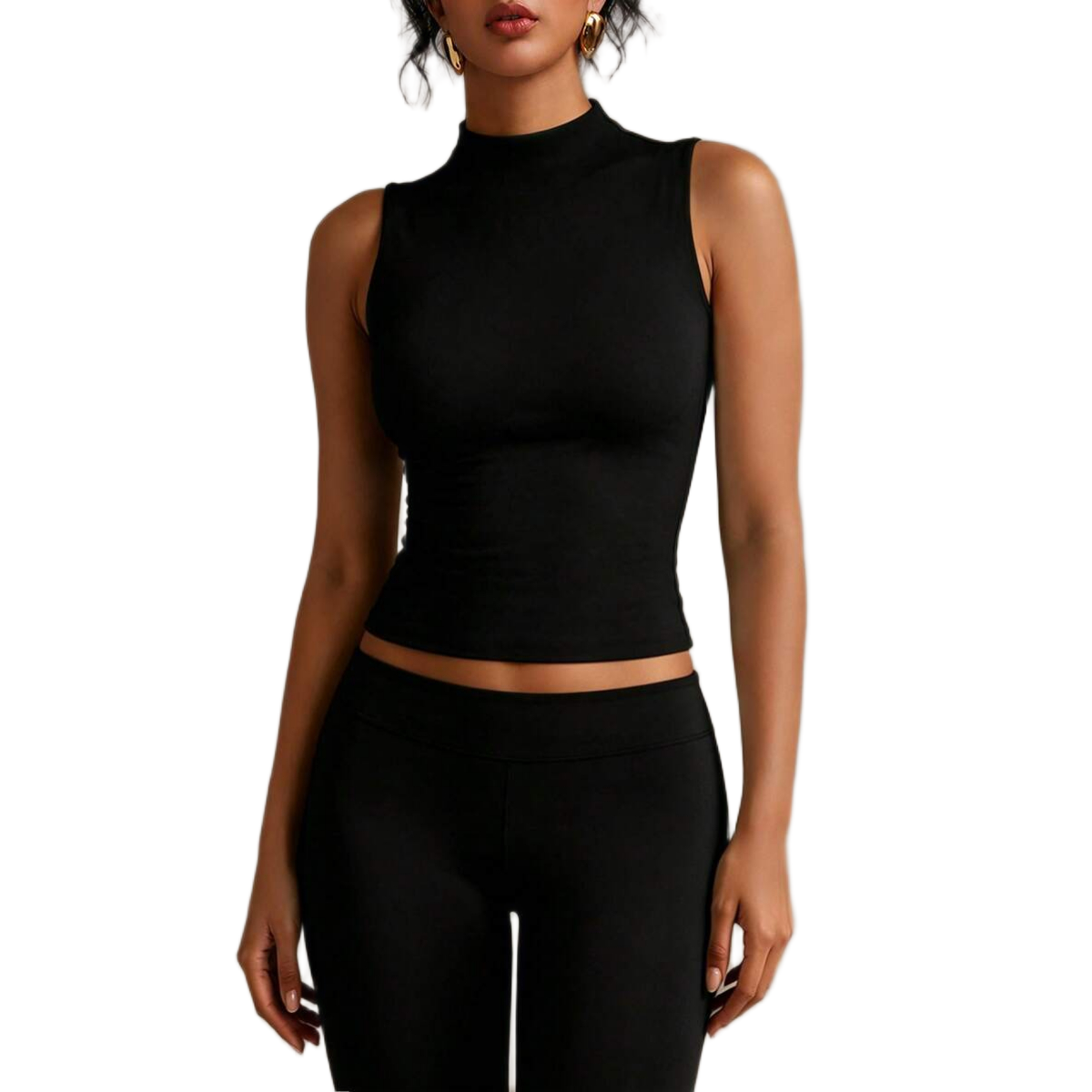Sleeveless Double Layer Stretchy Slim Fit Top For Women