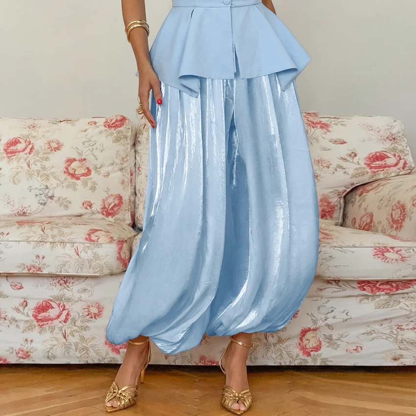 Loose Fit Vintage Design High Rise Long Pants For Women