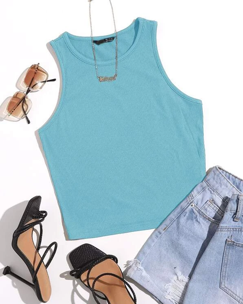 Solid Crop Tank Top-My Comfy Blouse