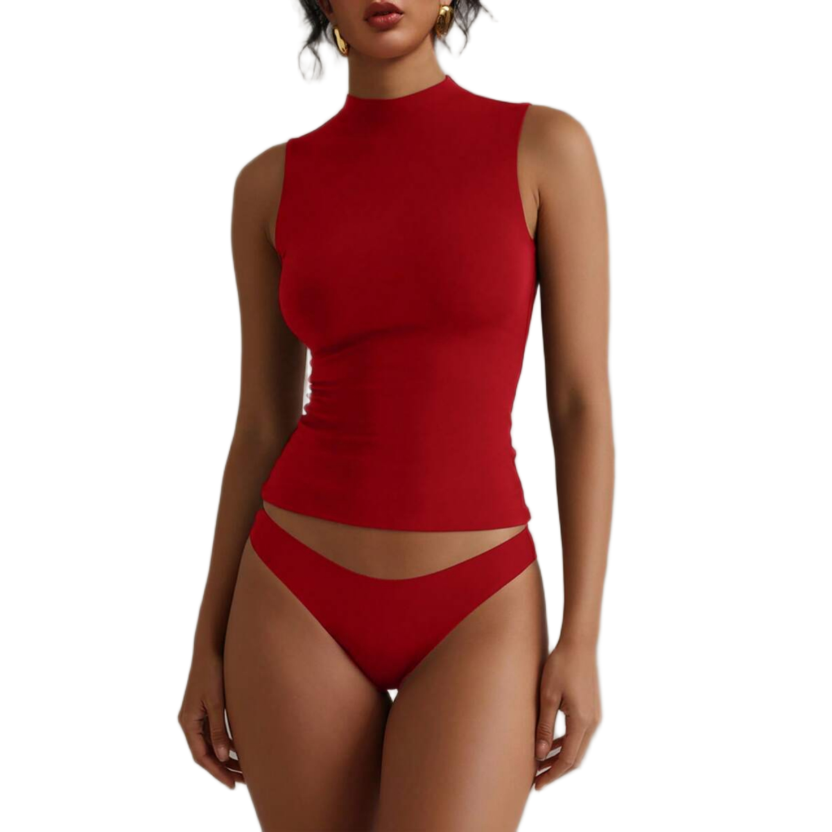Sleeveless Double Layer Stretchy Slim Fit Top For Women