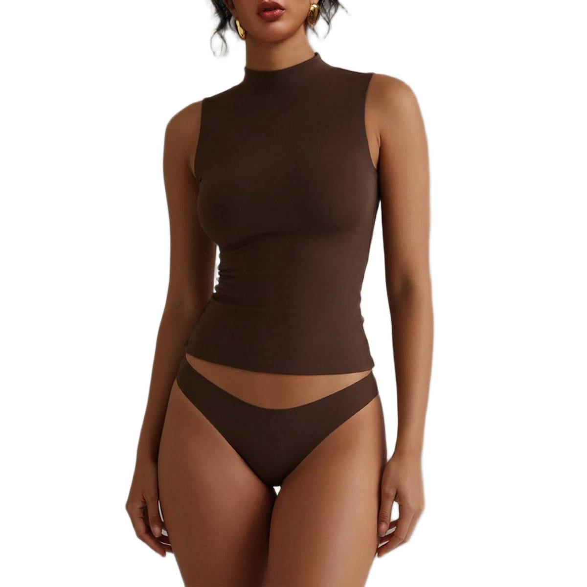 Sleeveless Double Layer Stretchy Slim Fit Top For Women