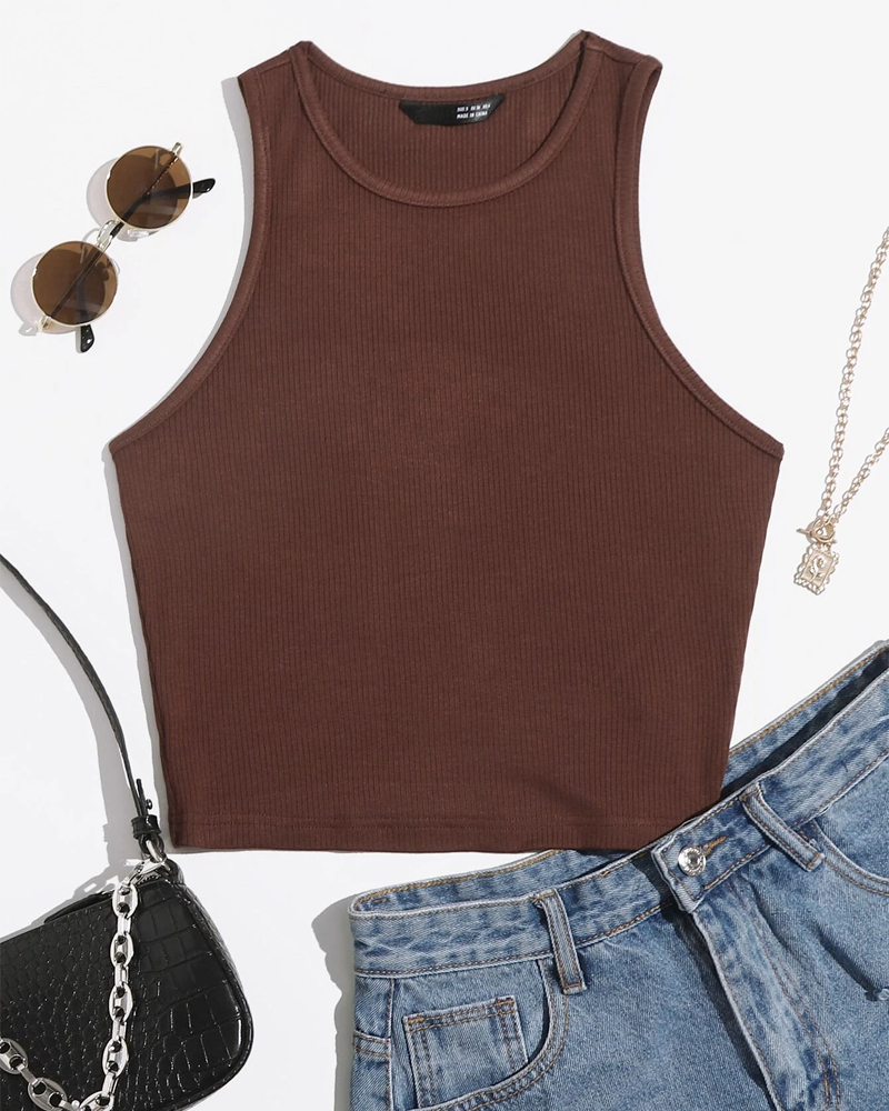 Solid Crop Tank Top-My Comfy Blouse