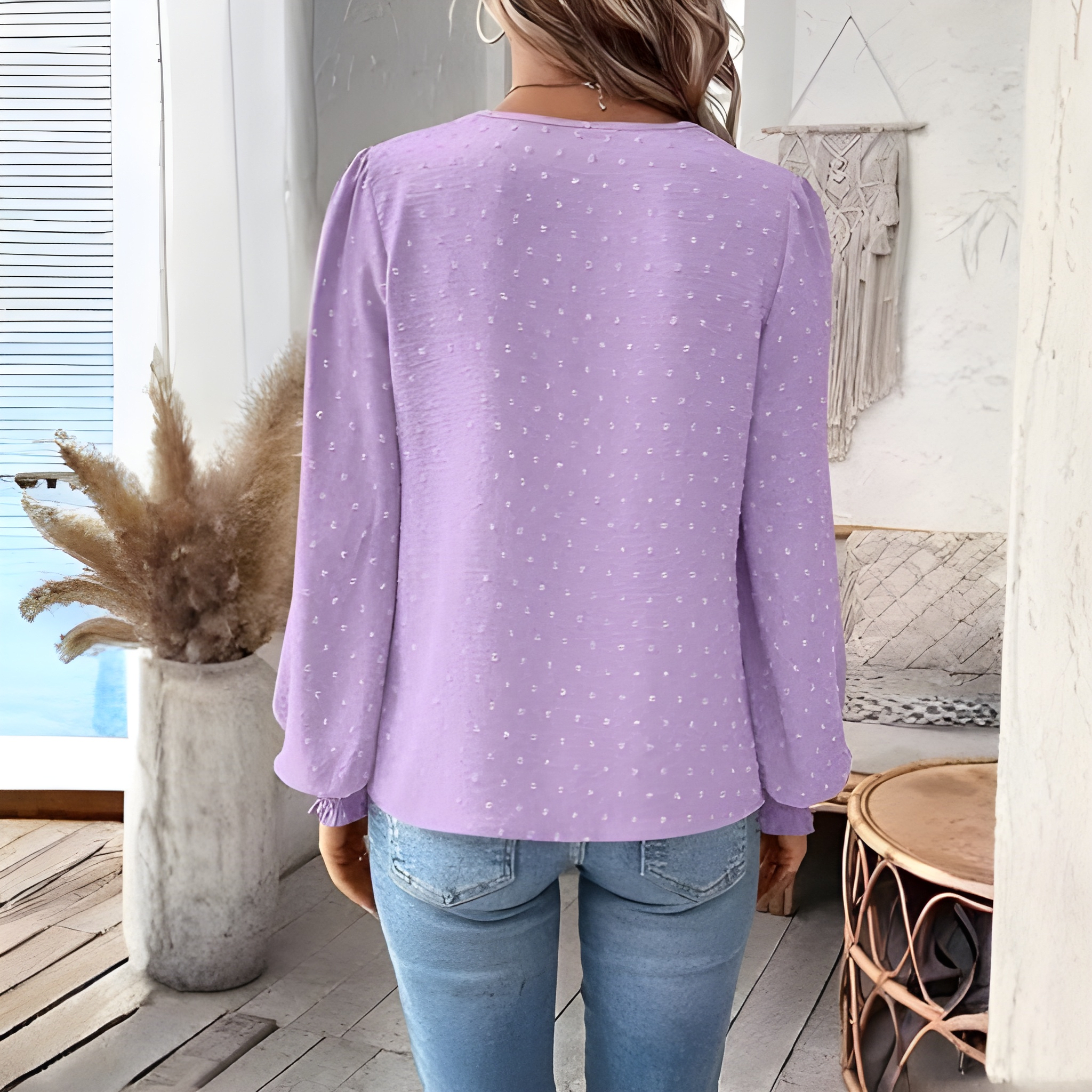 Womens Casual Boho Style Embroidered Long Sleeve Fashion Blouse