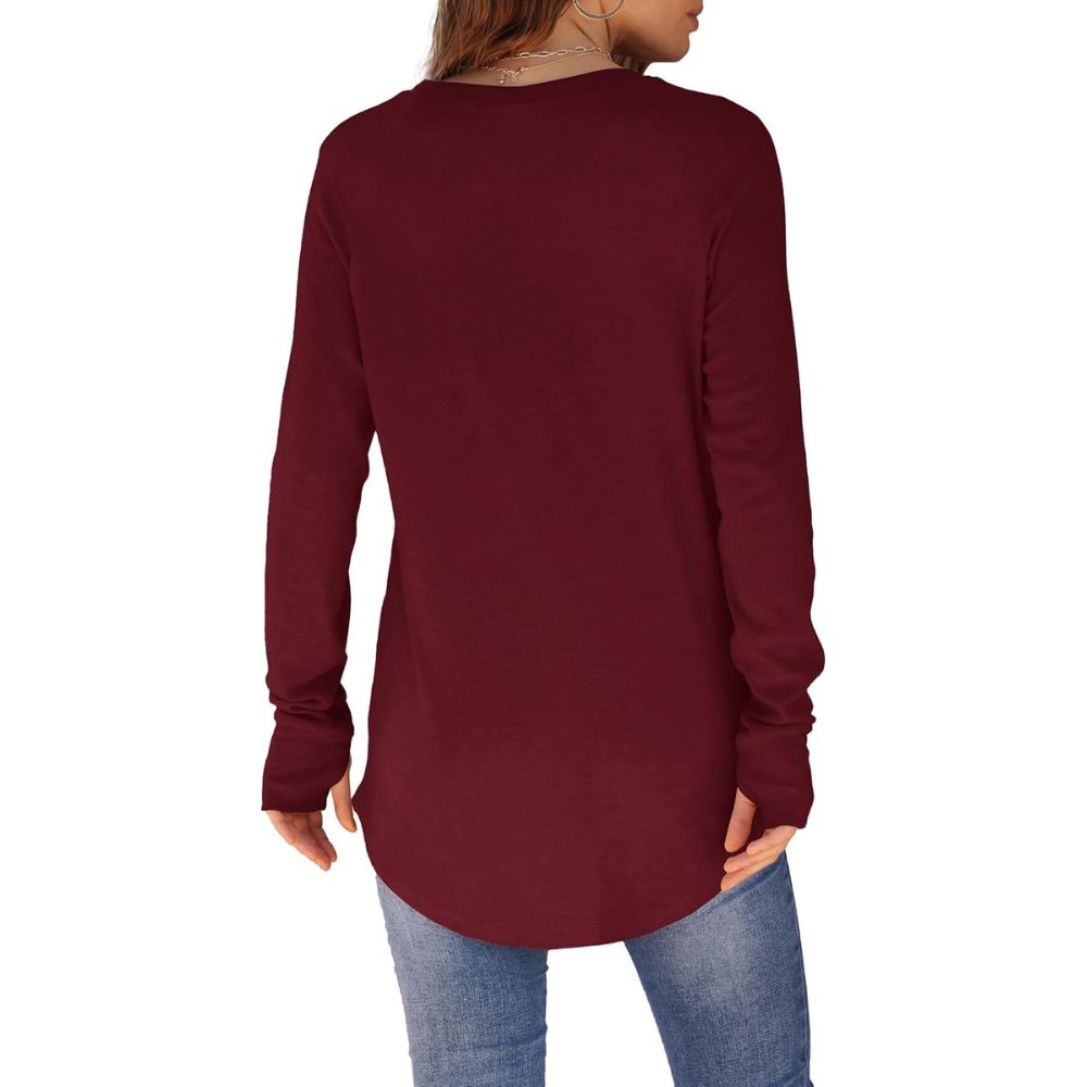 Women's Tunic Tops Long Sleeve Thumb Hole Shirts Crew Neck