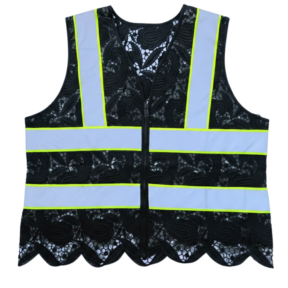 Lace Reflective Vest With Zipper