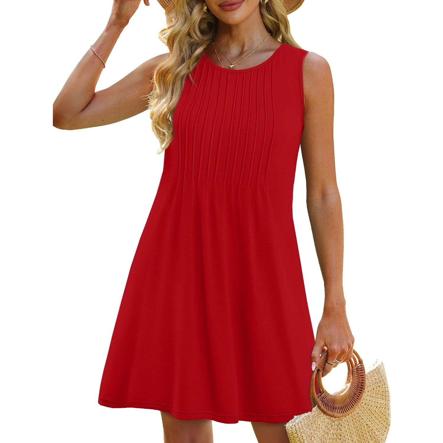 Casual Loose Sleeveless Beach Crew Dress For Women