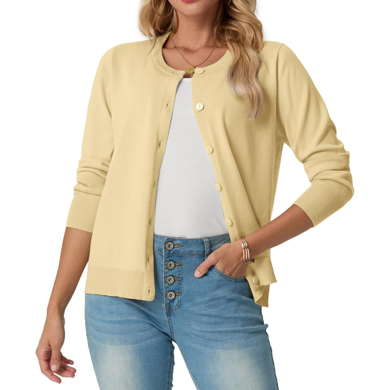 Casual Long Sleeve Knit Cardigan Sweater For Women