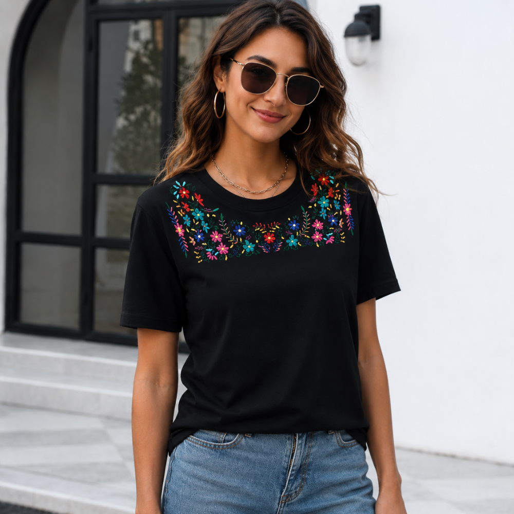 Fifa And Mexico T-shirt Casual Embroidered Party For Women