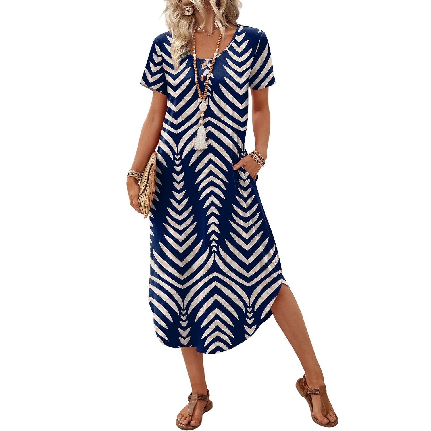 Casual Midi Resort Dresses With Pockets For Women