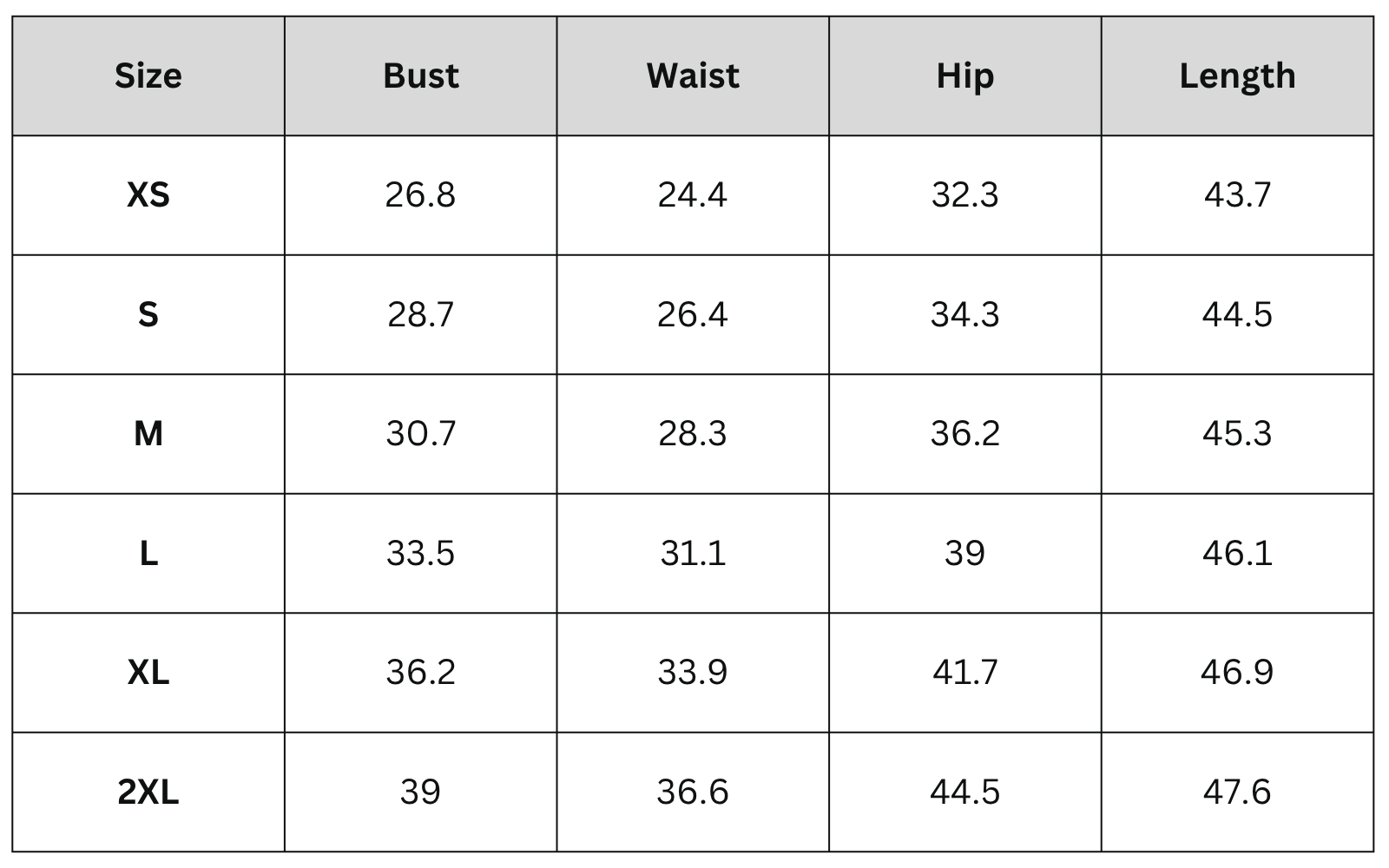 Size Chart