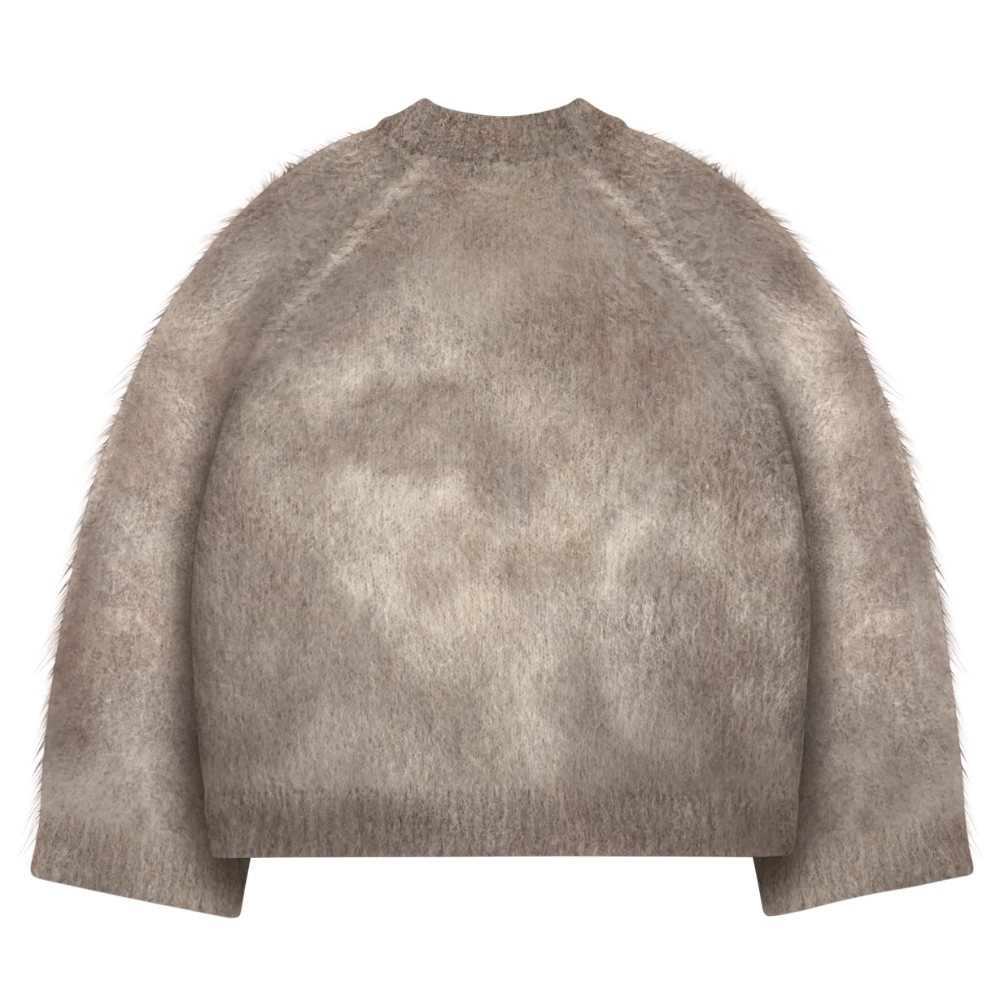 Soft Mohair Knit Sweater With Reversible Textures-My Comfy Blouse