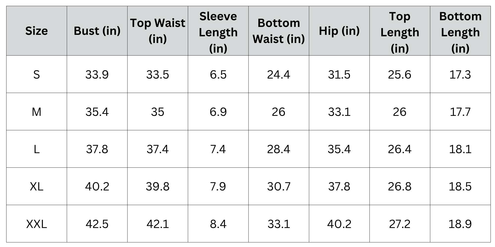 Size Chart