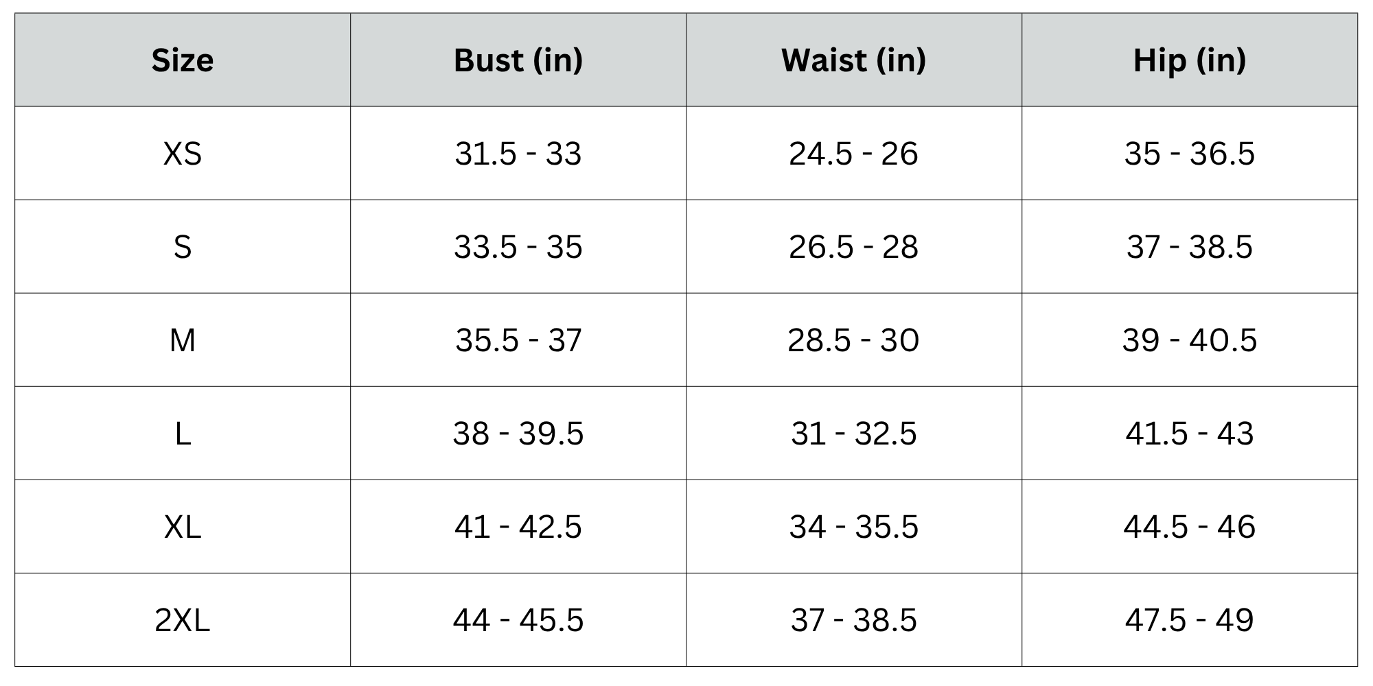 Size Chart