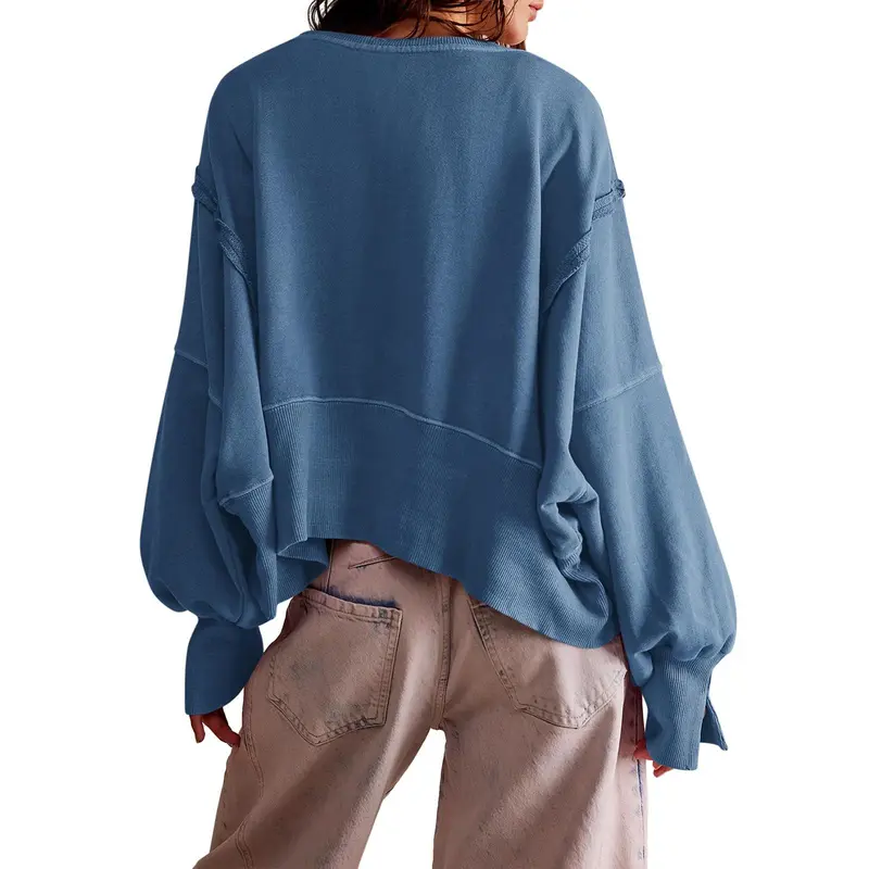 Casual Loose Crop Top Long Sleeve Sweatshirt For Women