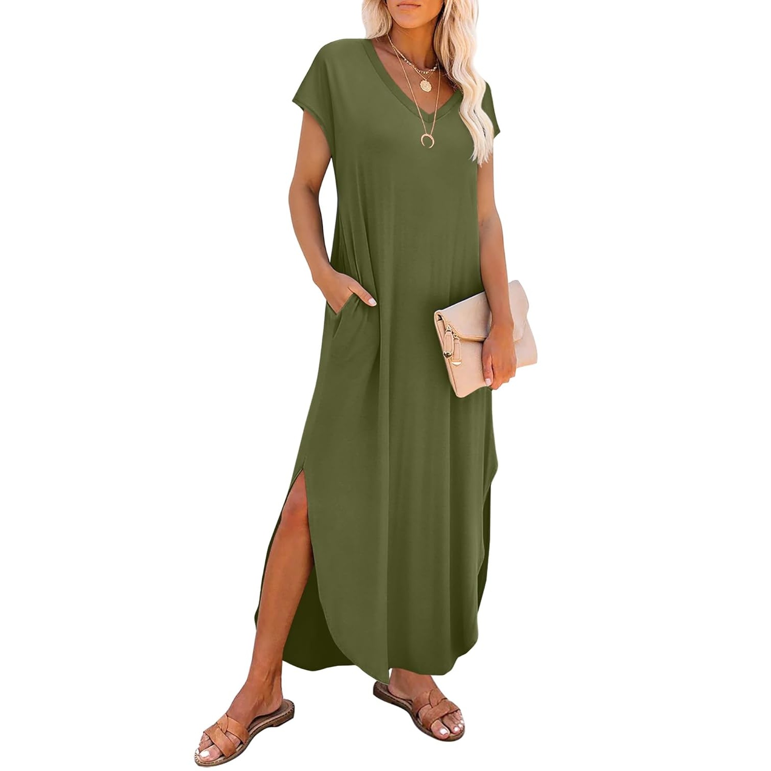 Casual Cap Sleeve Maxi Dress For Summer For Women