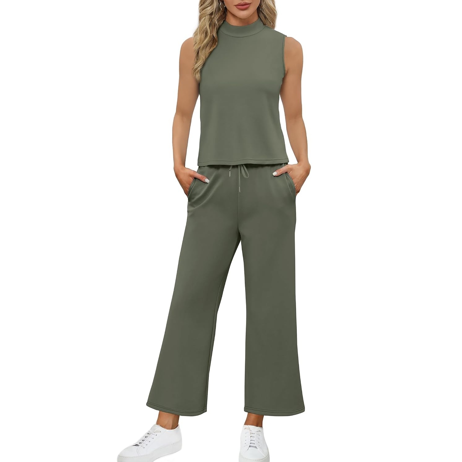Vacation Two Piece Outfit Wide Leg Pants