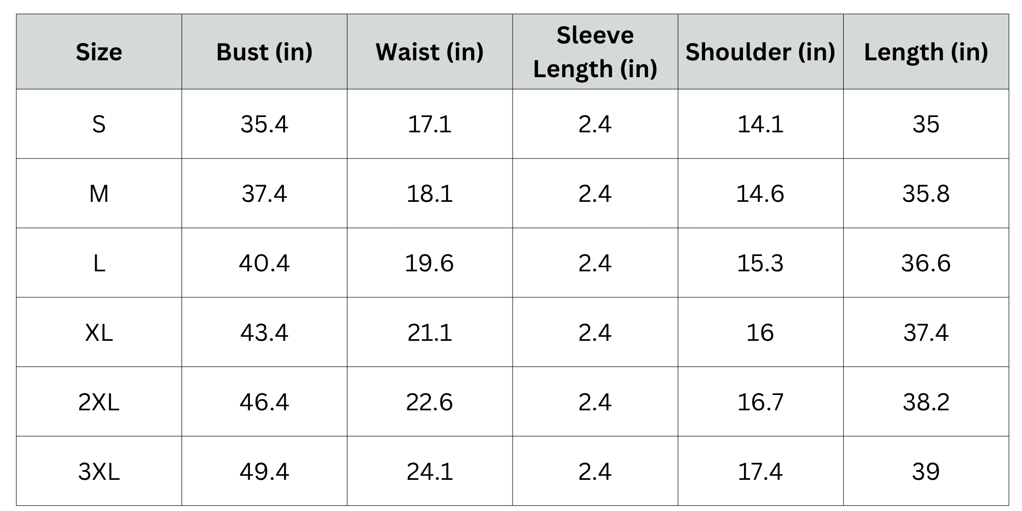 Size Chart