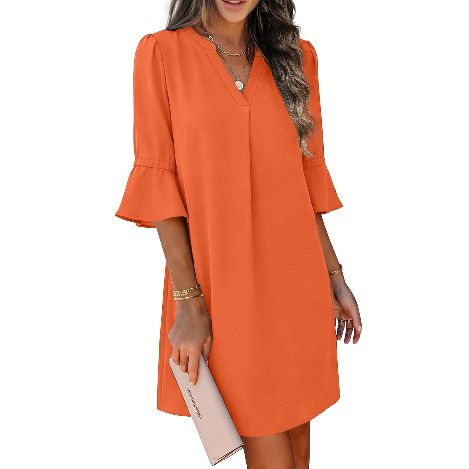 Loose Ruffle Summer Sleeve Dress With Pocket For Women