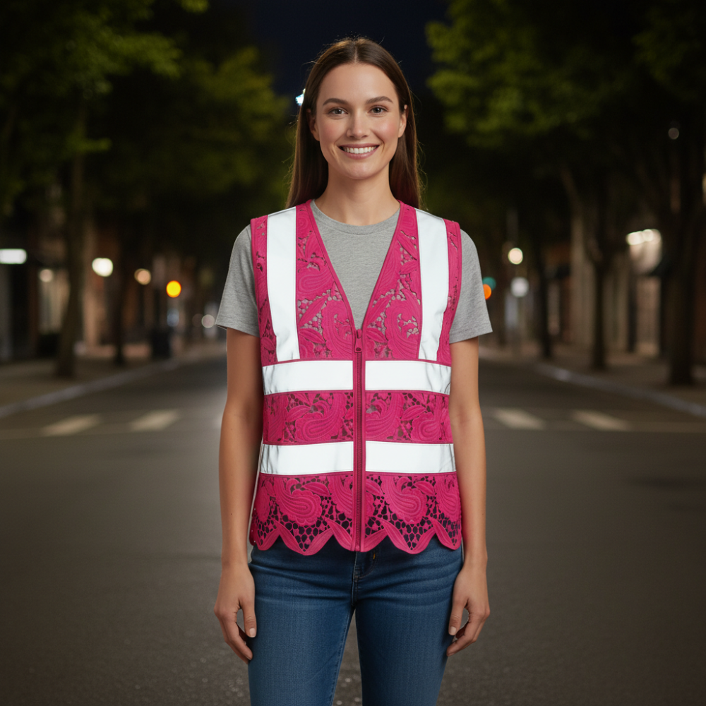 Lace Reflective Vest With Zipper