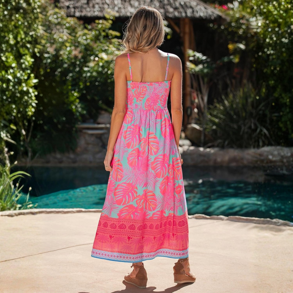 Summer Beach Boho Casual Spaghetti Strap Maxi Dress For Women