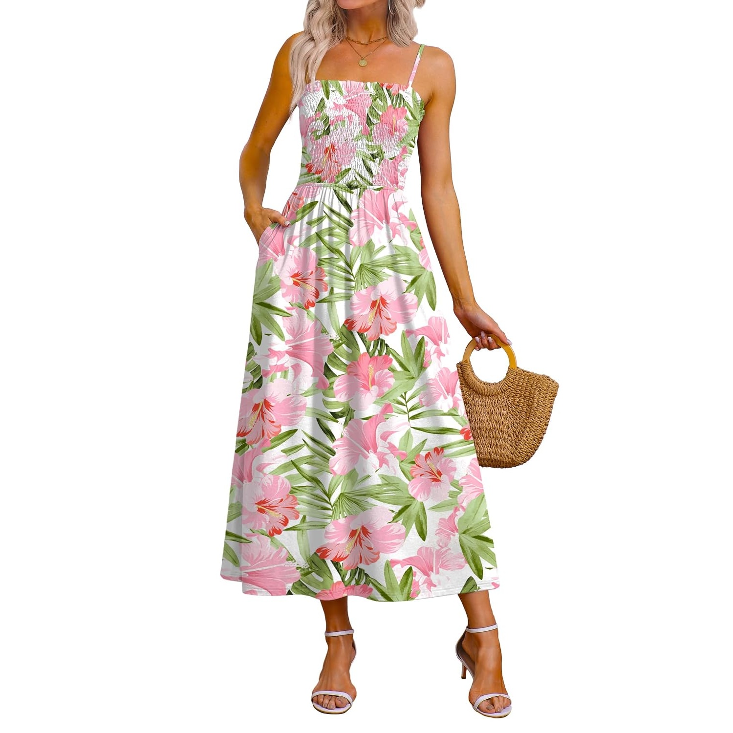 Casual Boho Spaghetti Smocked Sundresses For Women