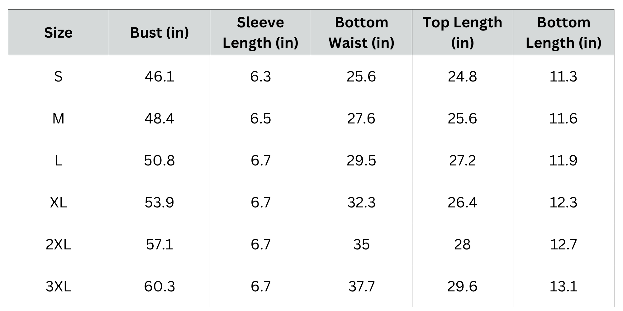 Size Chart