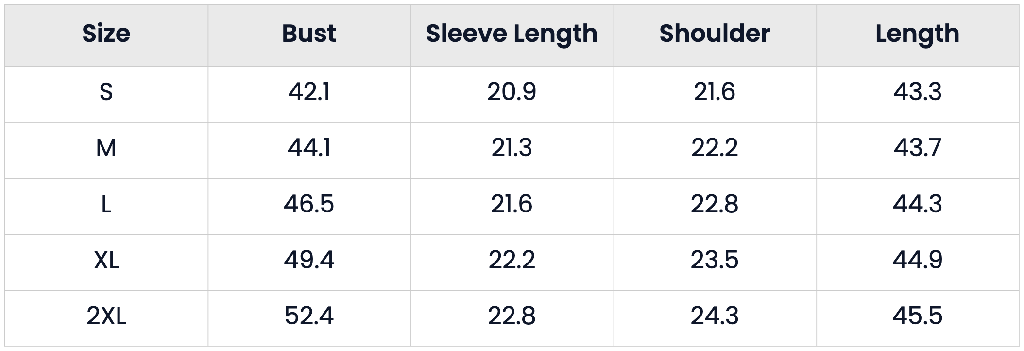 Size Chart for Long Wool Winter Trench Coat with Notch Lapel for Women