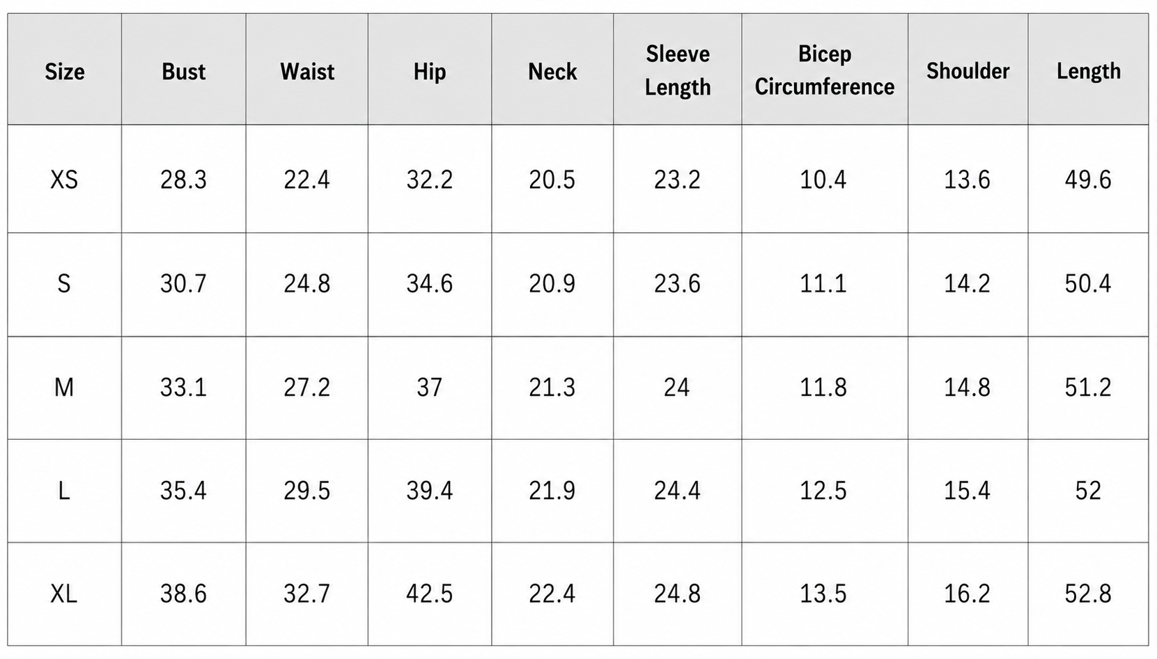 Size Chart