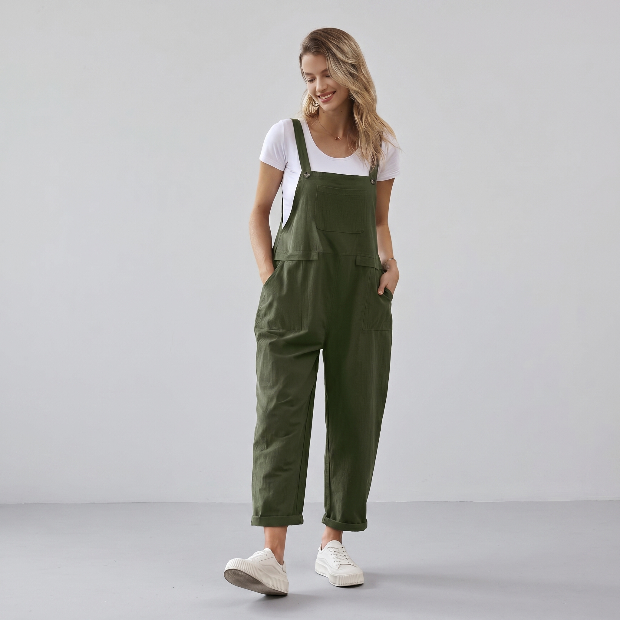 Loose And Cropped Wide Leg Rompers Fit For Women