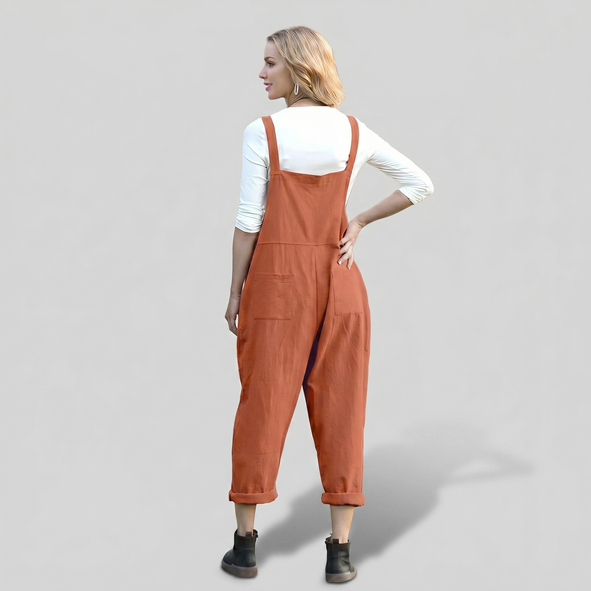 Loose And Cropped Wide Leg Rompers Fit For Women