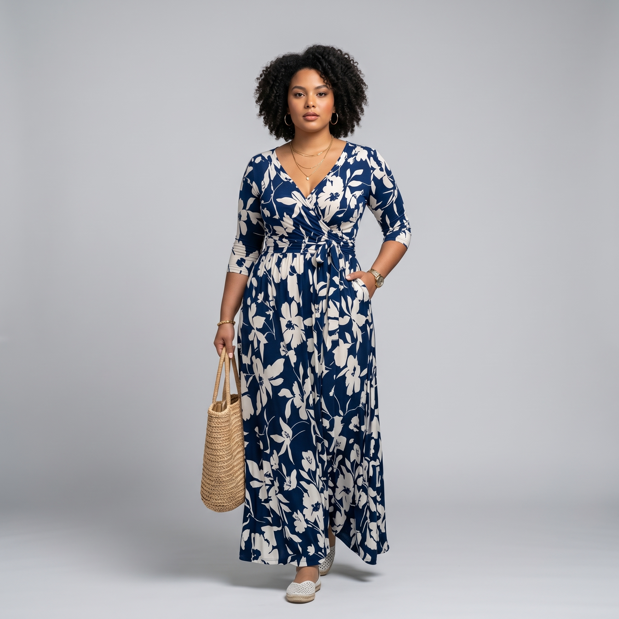 Casual And Summer V Neck Maxi Dress Pockets For Women