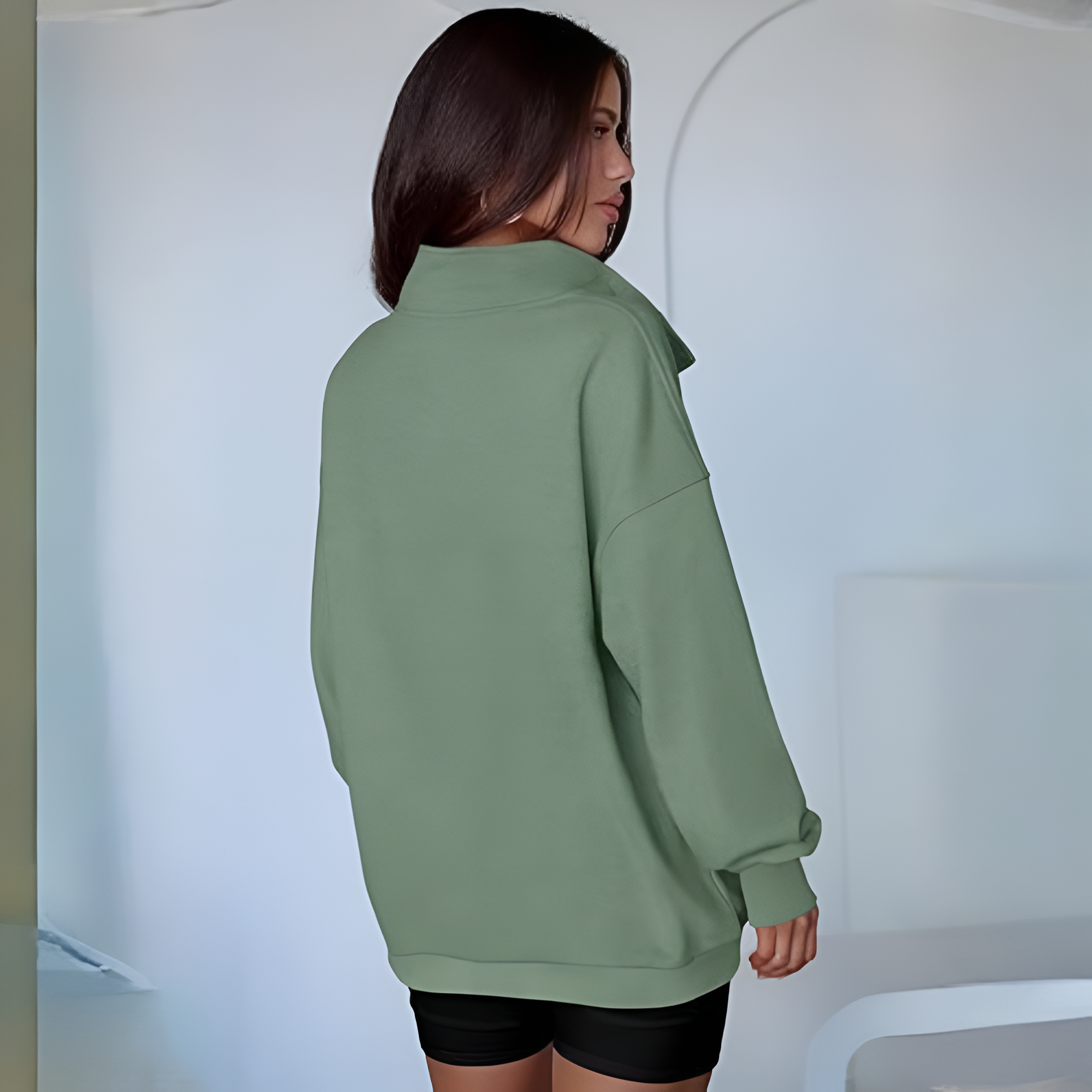 Casual Oversized Sweatshirt With Button Design For Women