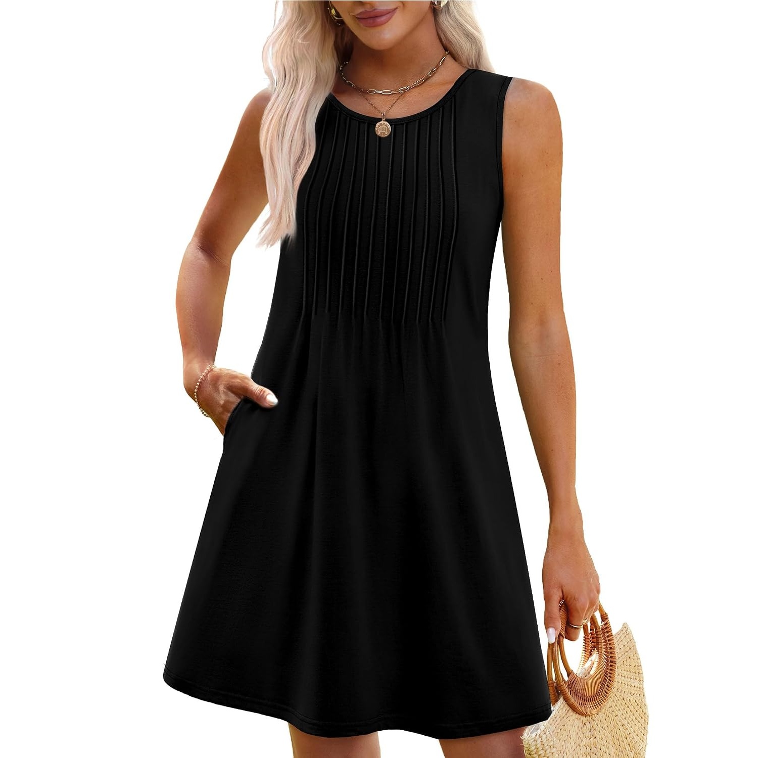 Casual Loose Sleeveless Beach Crew Dress For Women