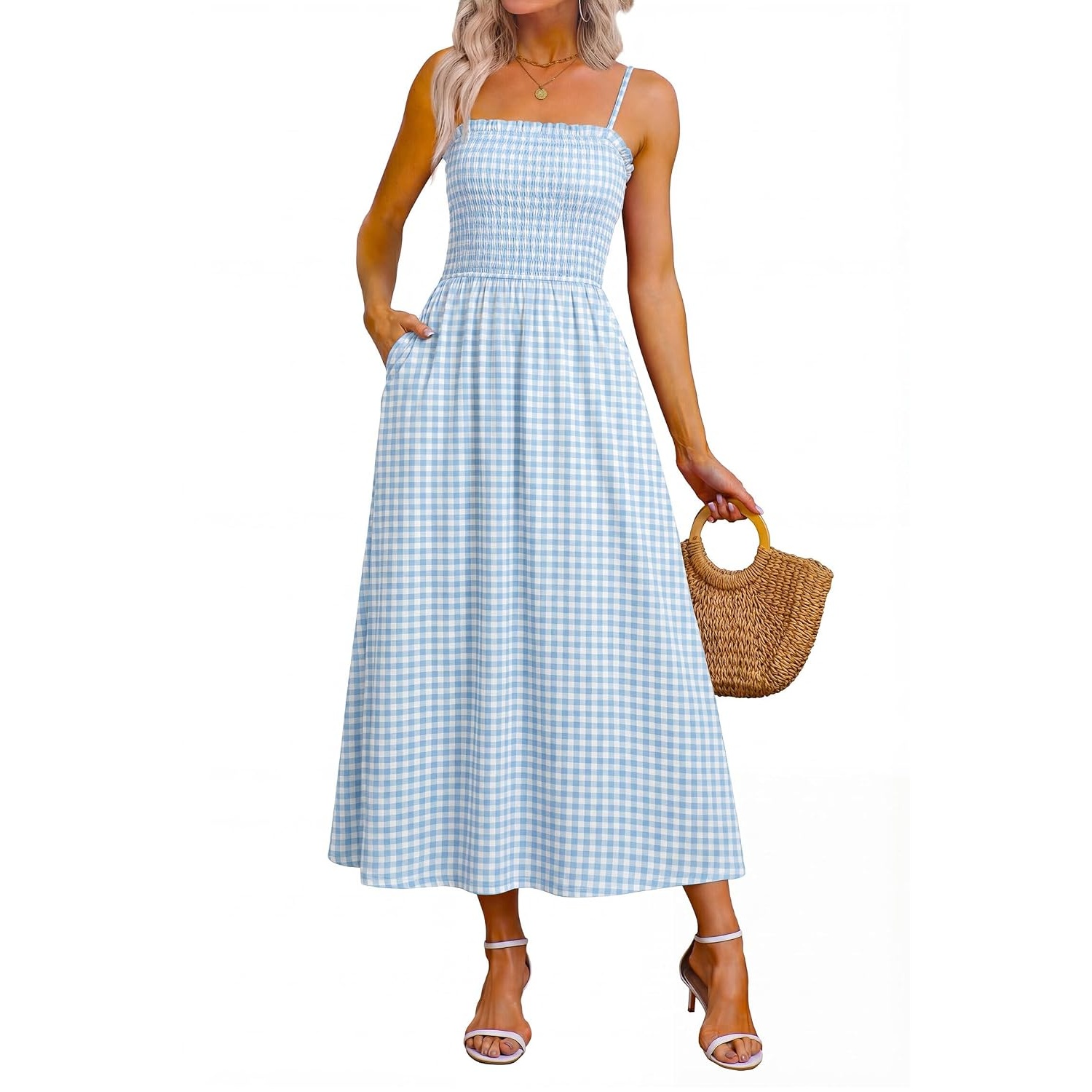 Casual Boho Spaghetti Smocked Sundresses For Women