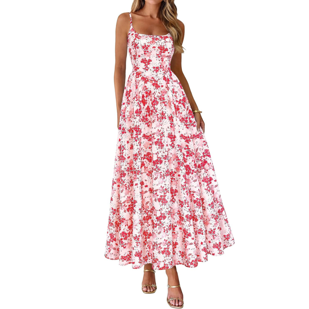 Spring And Summer Boho Eyelet Floral Beach Maxi For Women