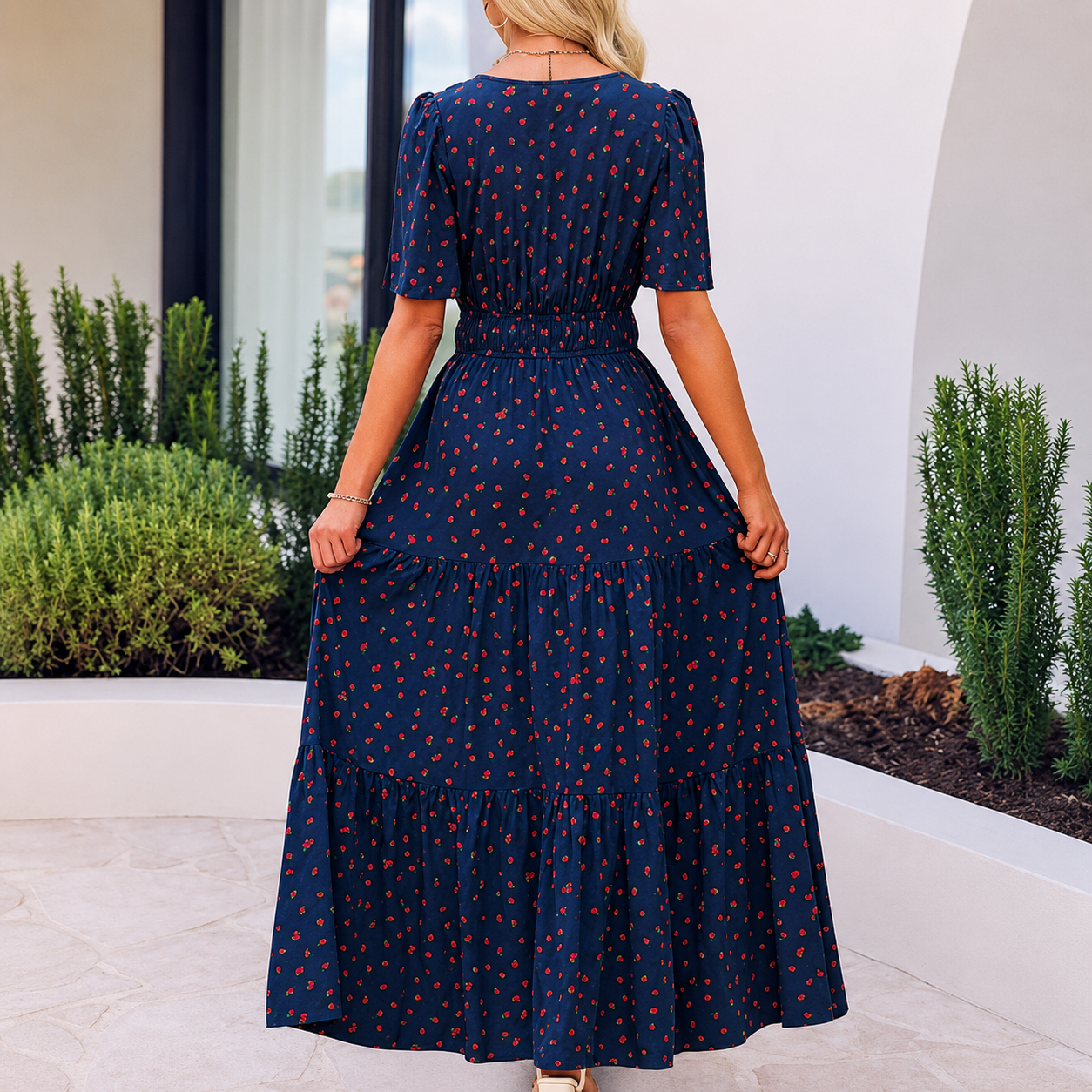 Summer And Spring Floral Casual V Neck Maxi Dresses For Women