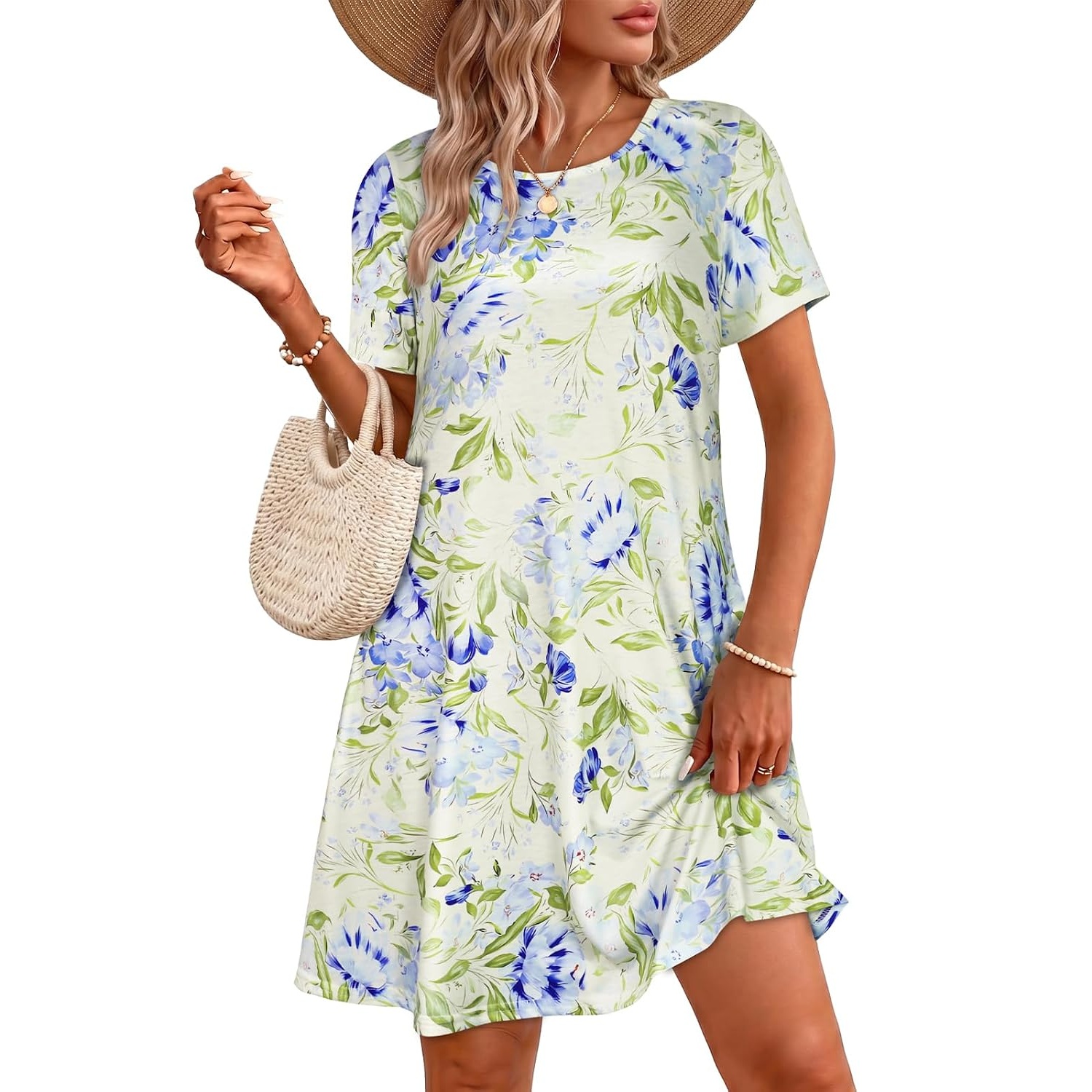 Casual Sundress Short Sleeve Beach Cover Ups For Women