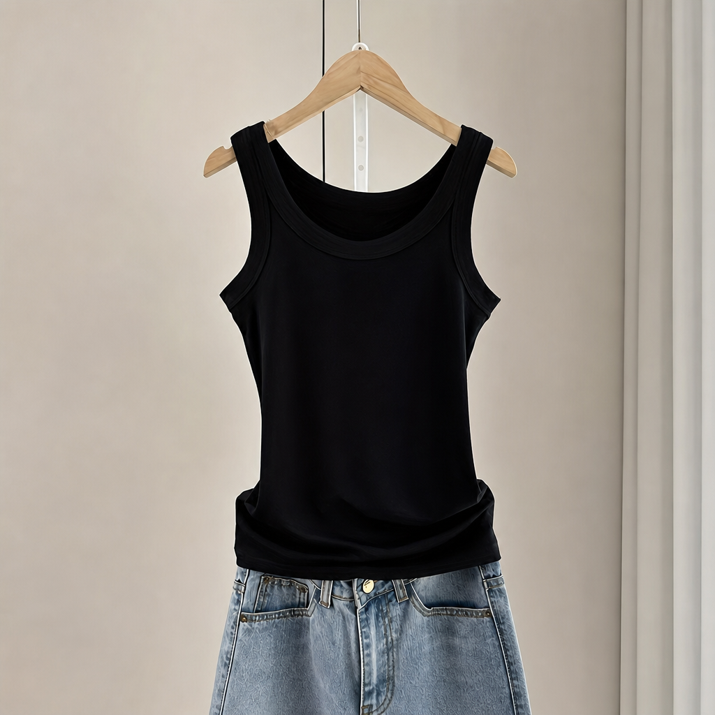 Casual Versatile Formal Sleeveless Ribbed Solid Vest For Women