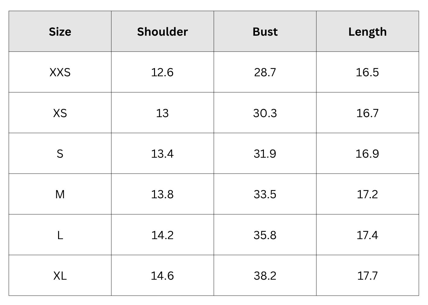 Size Chart