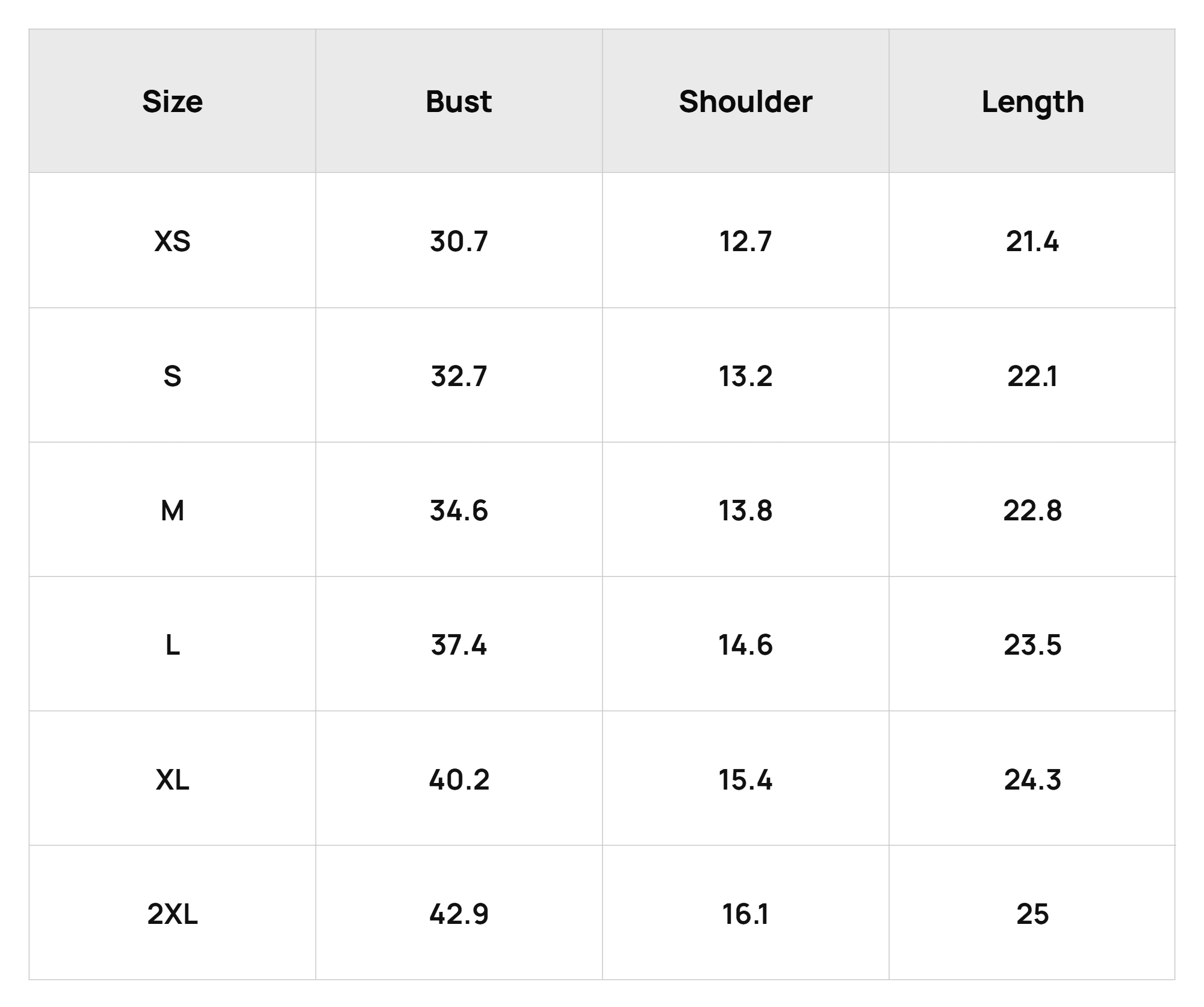 Size Chart