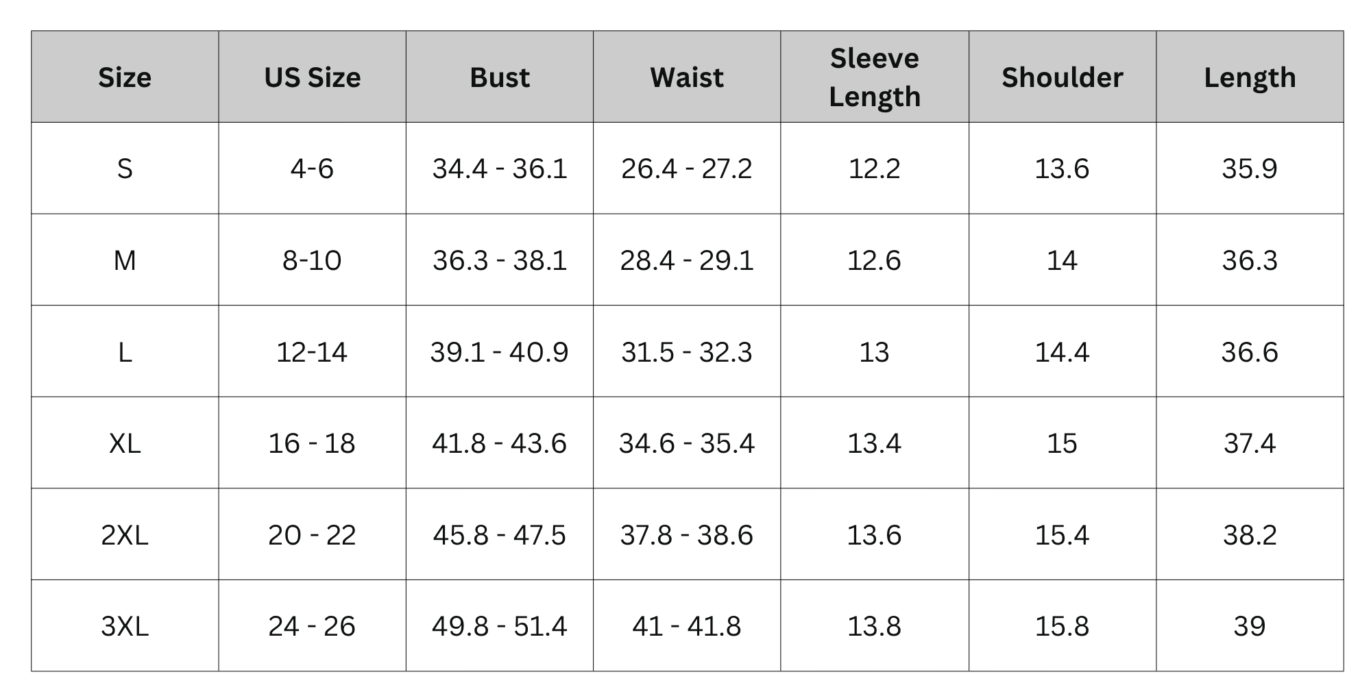 Size Chart
