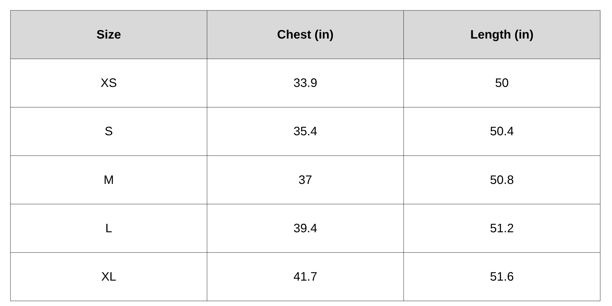 Size Chart