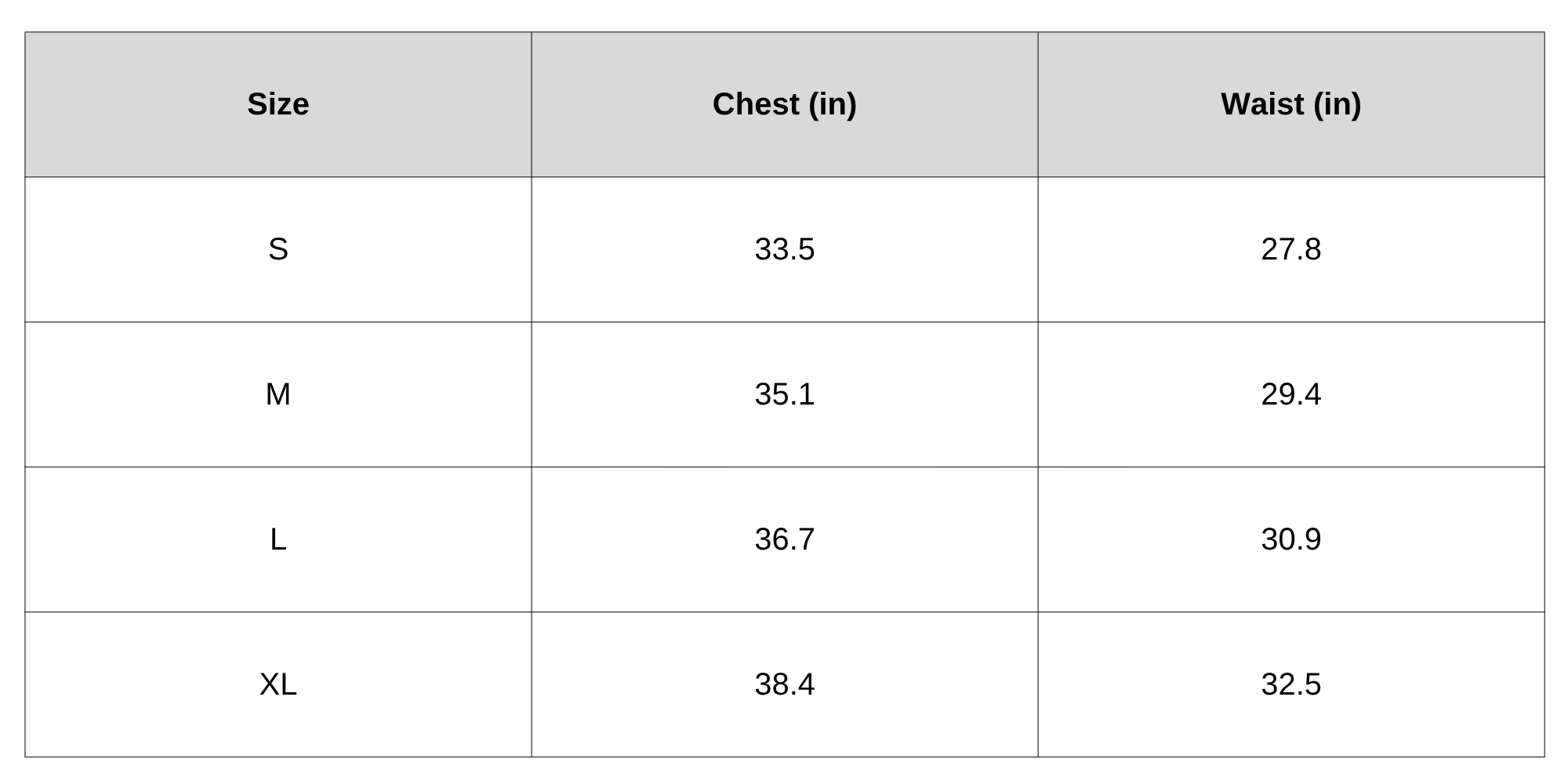 Size Chart