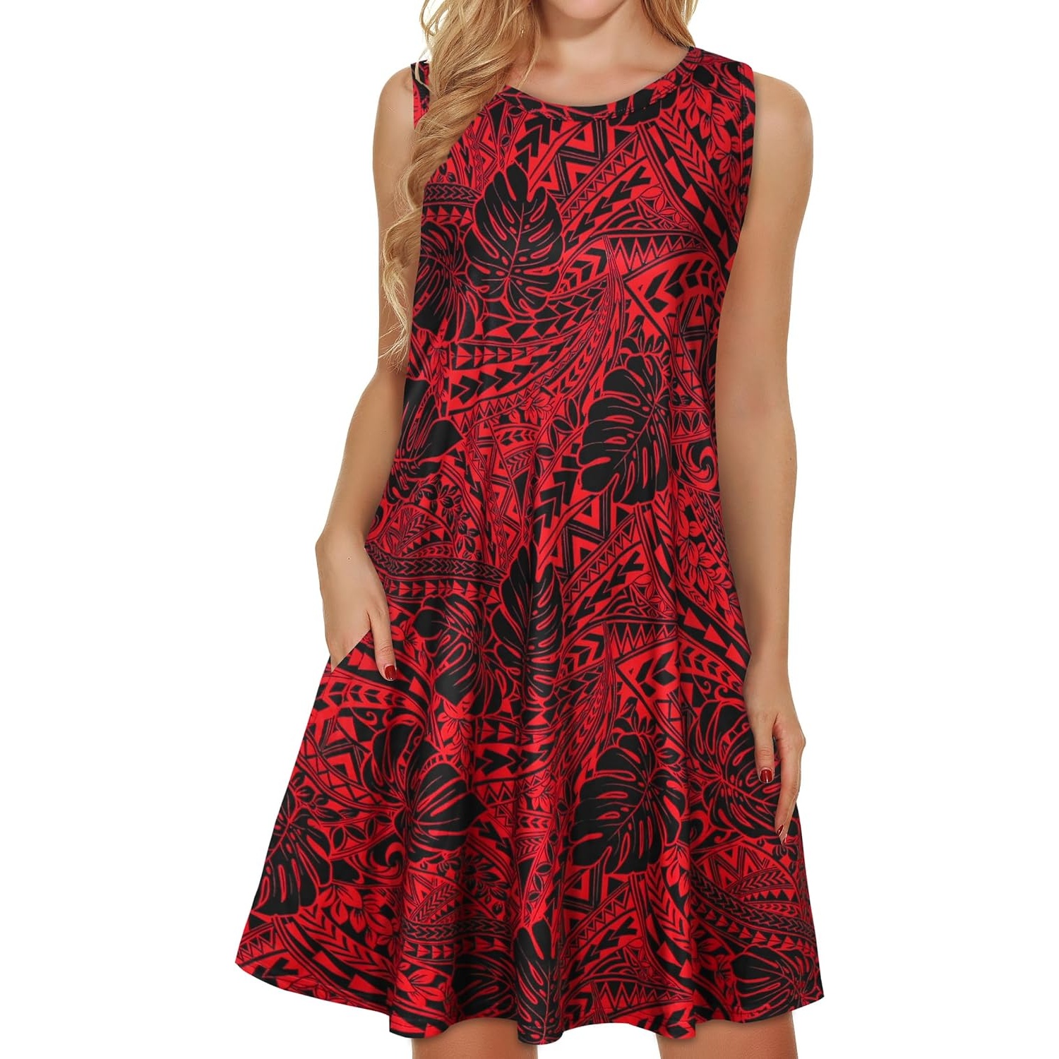 Casual Loose Fit Beach Dress With Pockets For Women