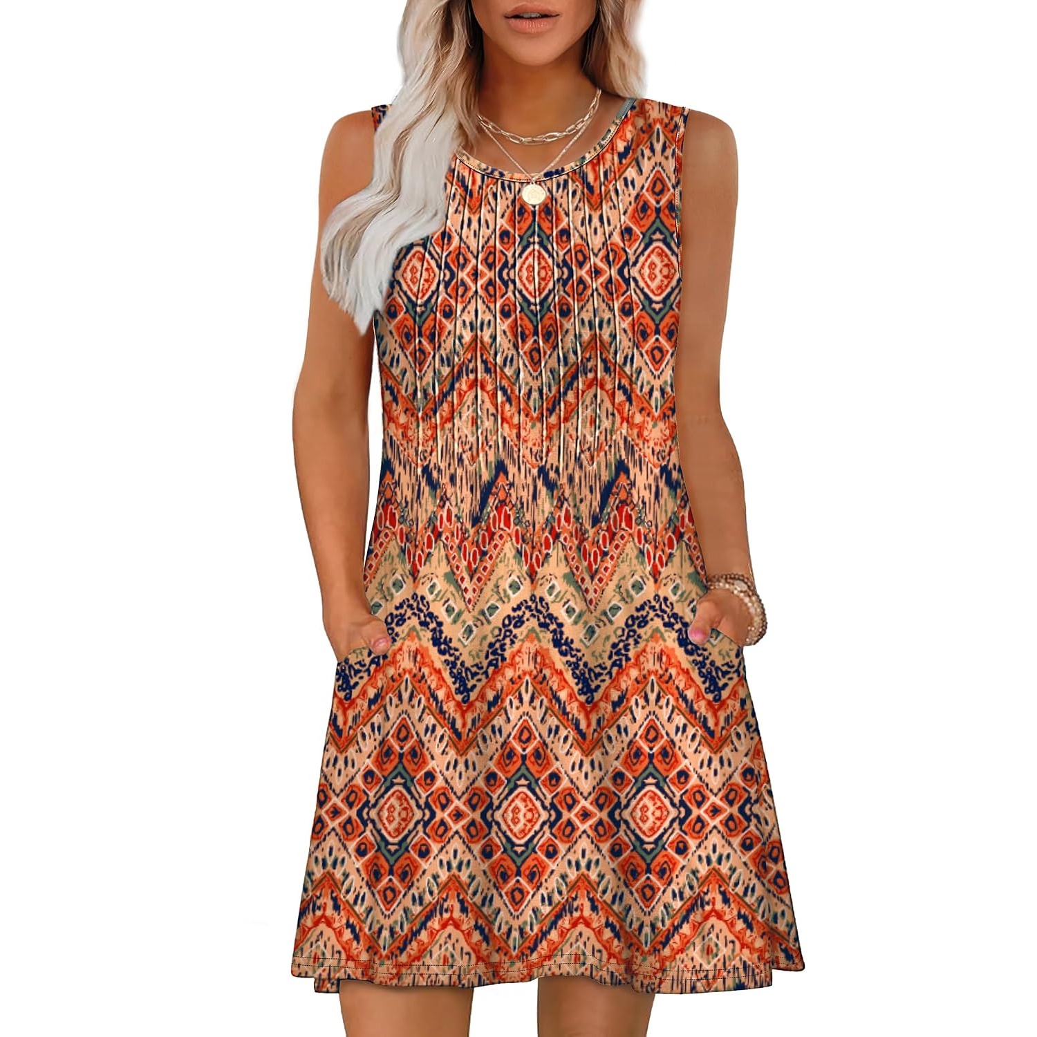Casual Loose Sleeveless Beach Crew Dress For Women
